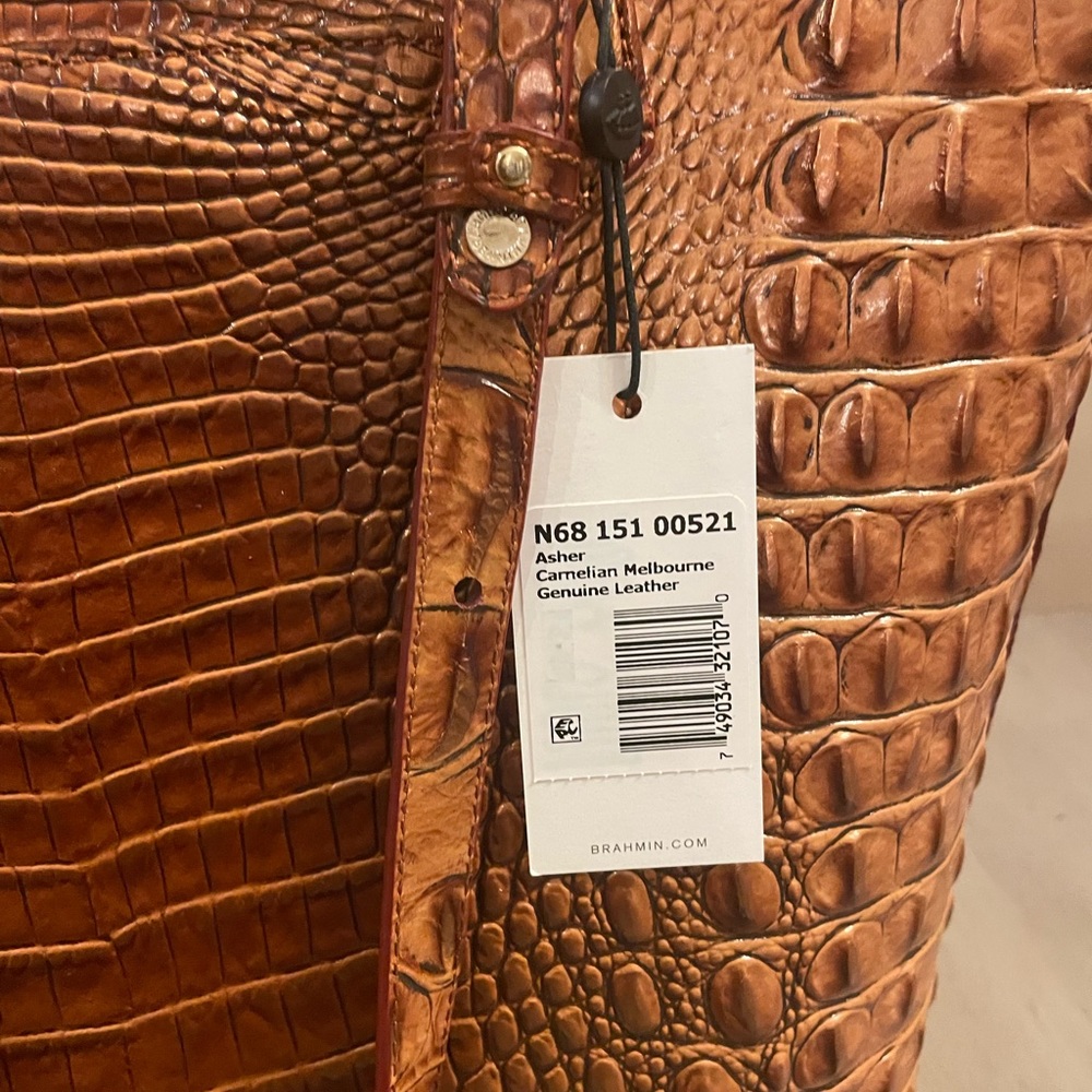 BRAHMIN NWT RED GOLD BRONZE LARGE SHOULDER TOTE, VGUC with Registration Card - Picture 3 of 5